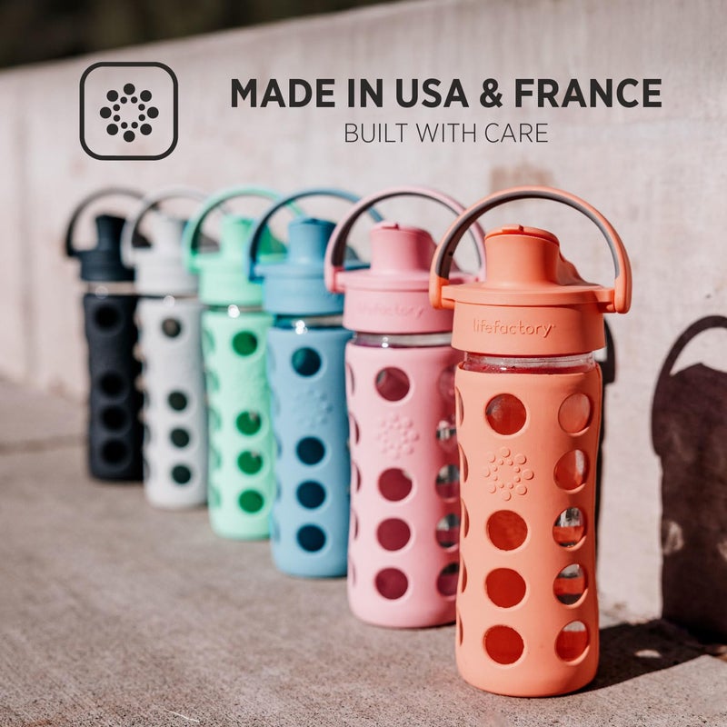 Lifefactory 12-Ounce Glass Water Bottle with Active Flip Cap and Protective Silicone Sleeve, Desert Rose - Image 4